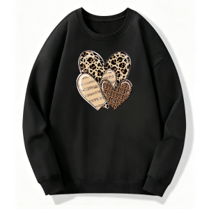 Leopard Heart Graphic Classic Hoodie